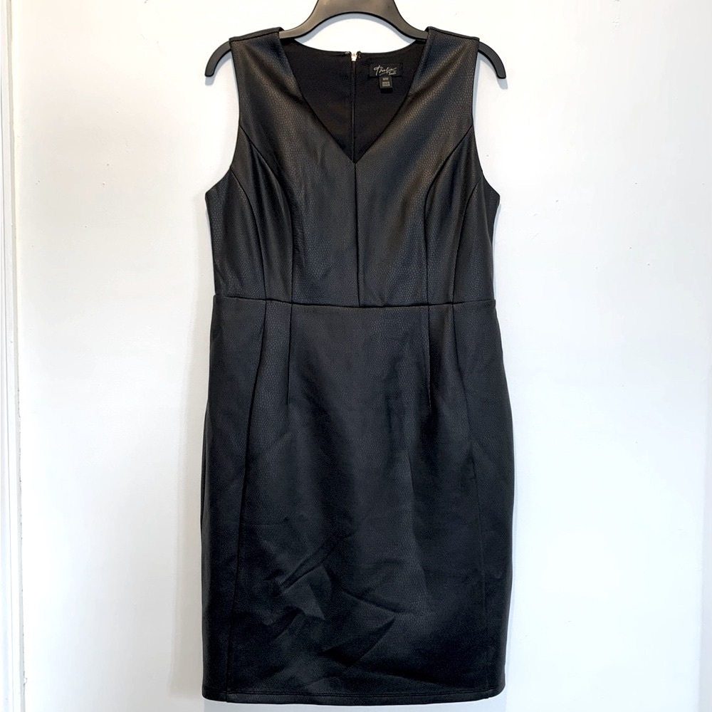 Thalia Sodi Black Faux Leather Sleeveless Sheath Dress LBD